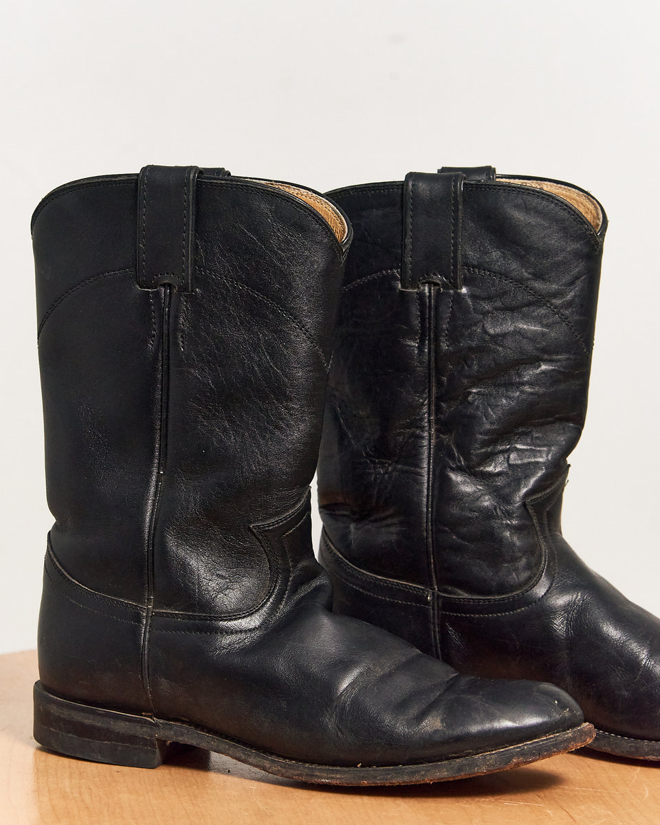 Justin black leather on sale boots