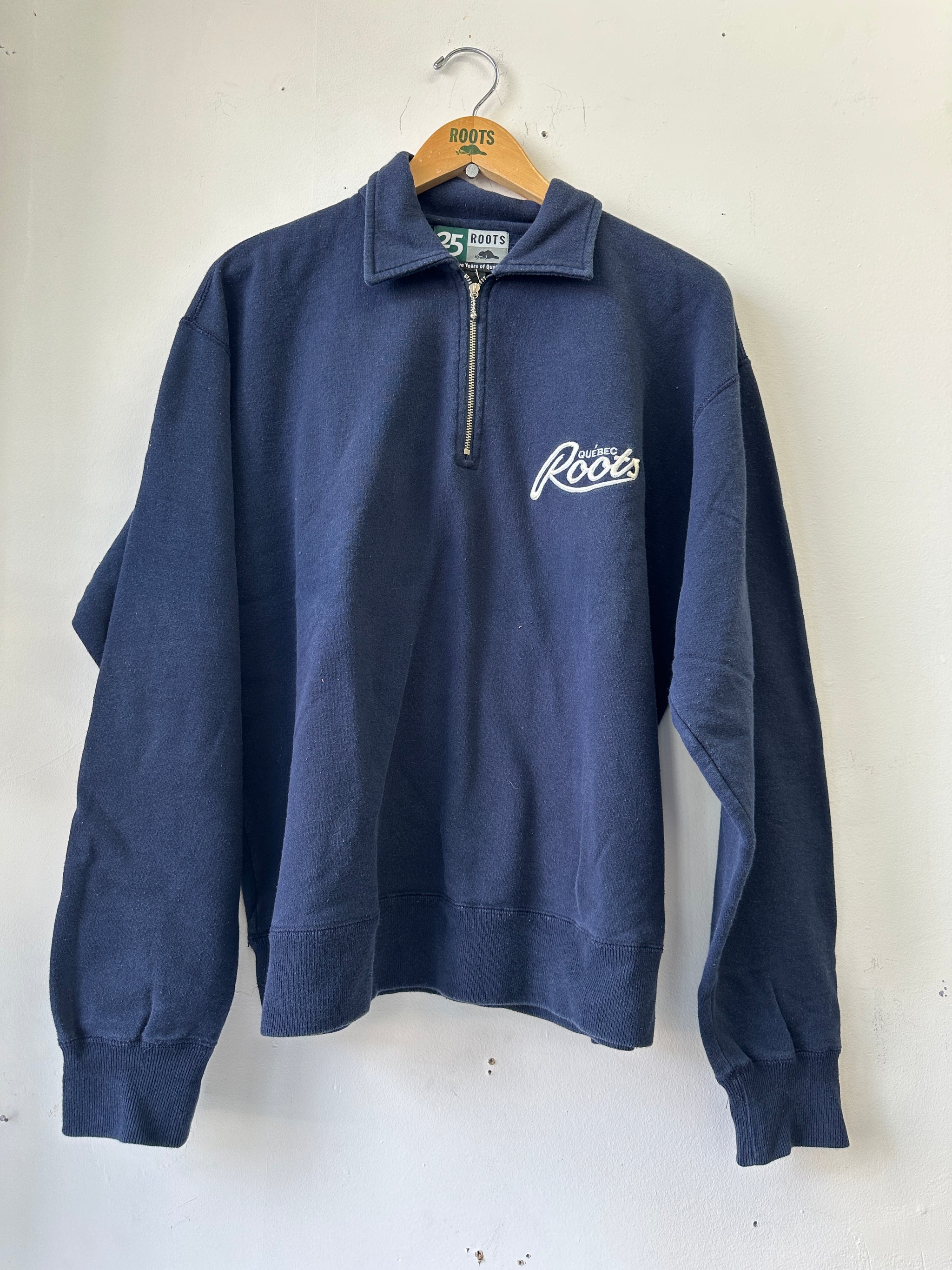 1998 Roots Anniversary Quarter Zip Sweater Coffee and Clothing