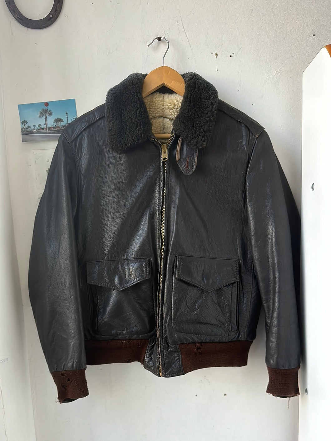 1970s Shearling Leather Flight Jackett