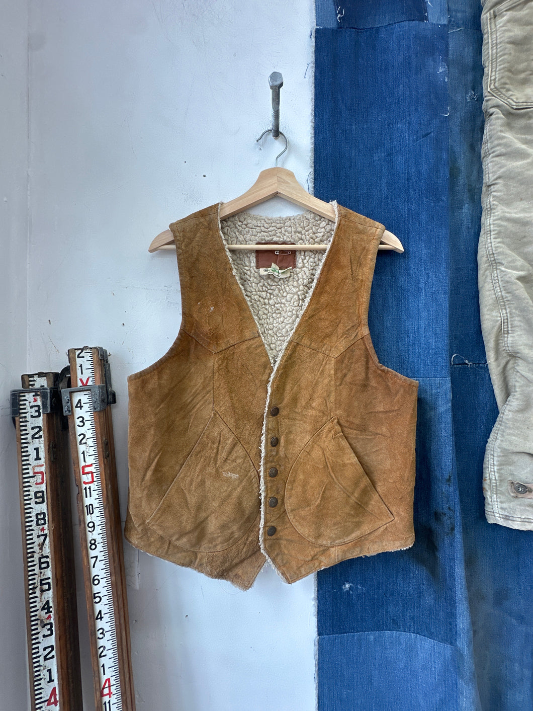 1960s Mexican Suede Shearling Vest