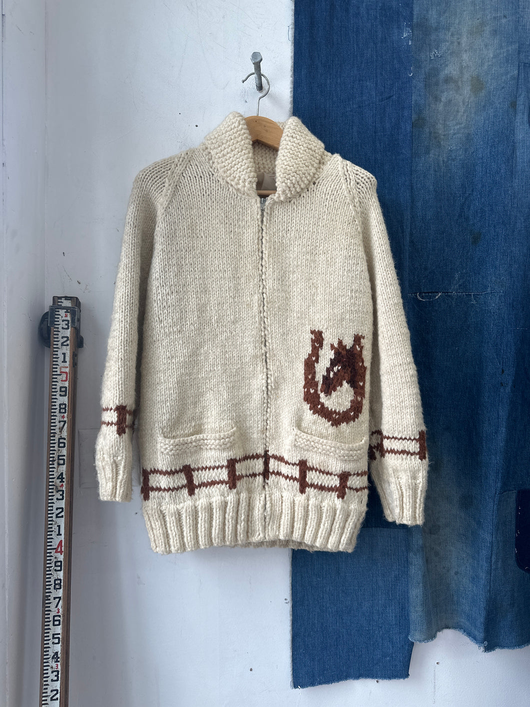 1960s Curling Sweater - Horses