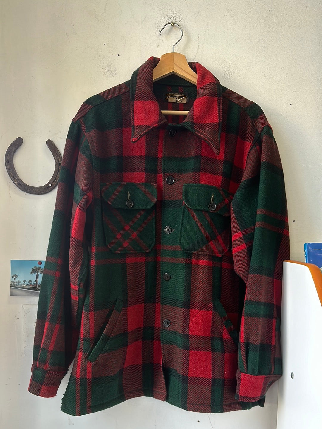 Vintage Eddie Bauer 70's Wool Mackinaw Plaid Flannel Shacket discount Jacket