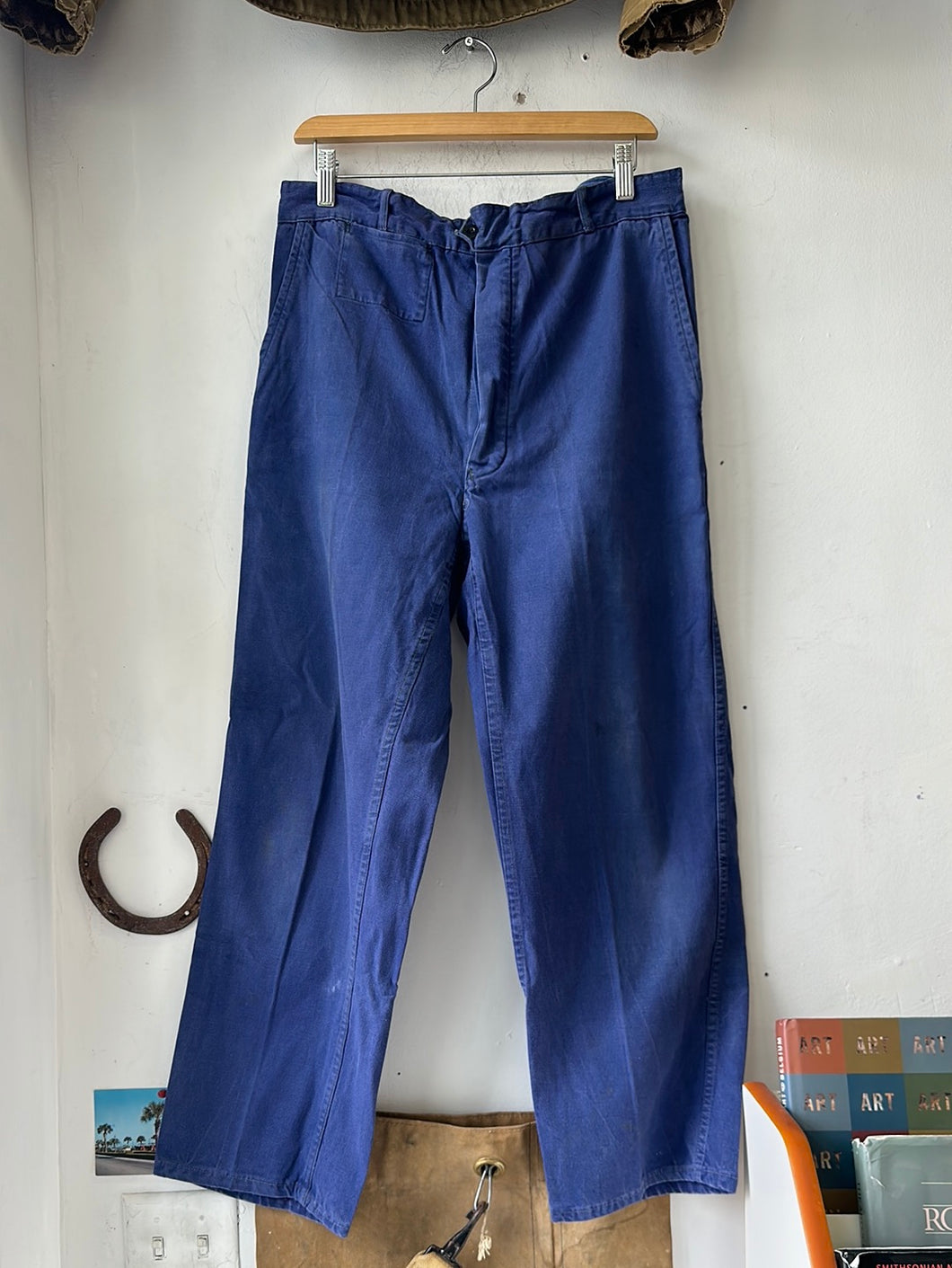 1950s Blue French Moleskin Trouser 32x28