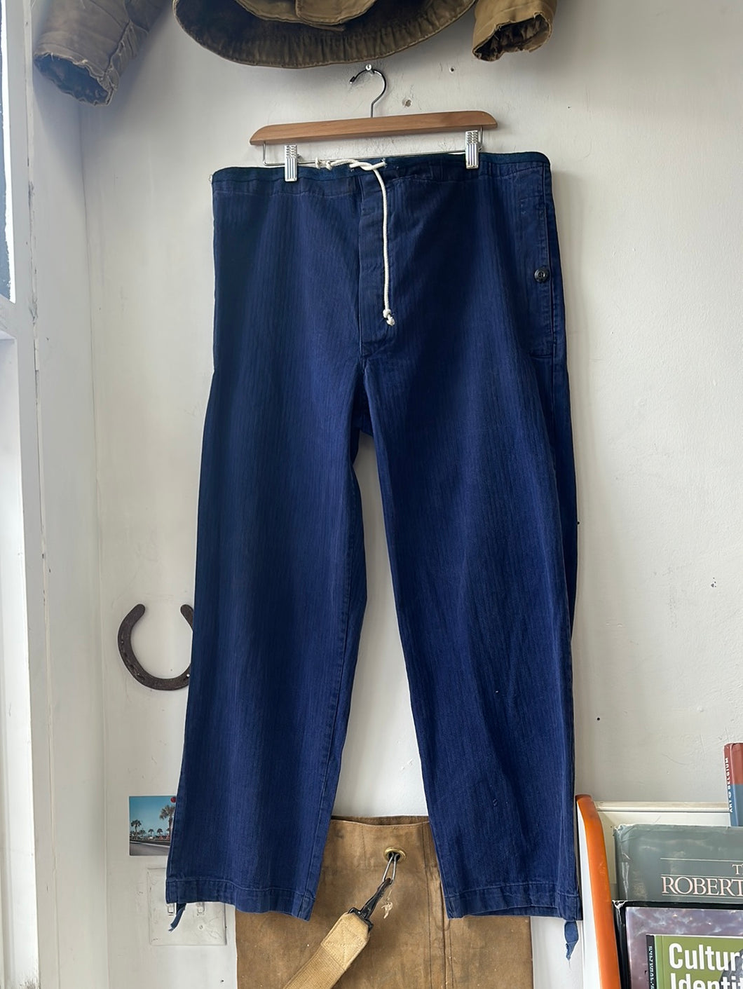 European Herringbone Chore Trousers - Drawstring Waist