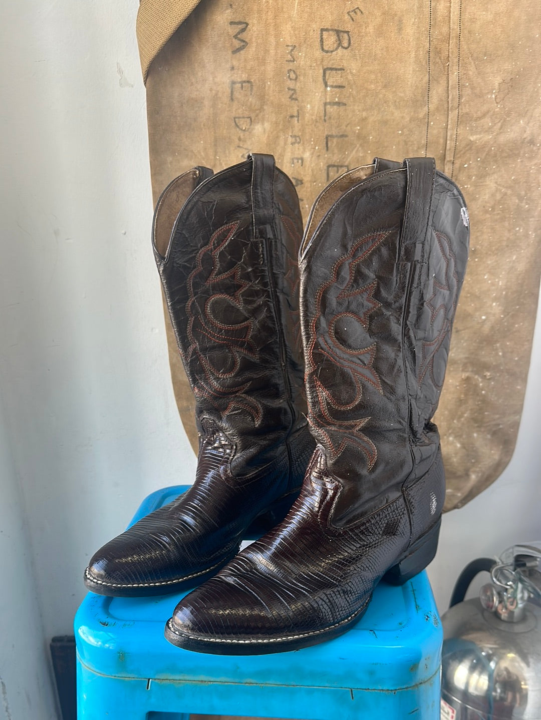 Unbranded Lizard Cowboy Boots Dark Brown Size 9 M 10.5 W